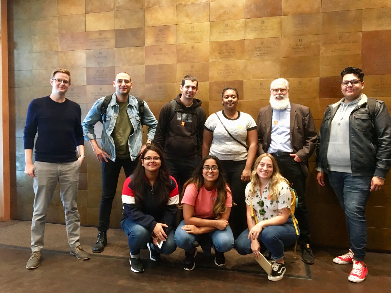 Pictured from left to right, front row: Yashmak Singh, Magic Santos, Molly Straut; back row: Jeffrey Clark, Kareem Mustafa, Klaudio Coku, Cambriel Crowal, Professor Michael J. Crosbie, Dirian Lira-Huerta. The students and faculty also visited the nearby site for the design assignment.